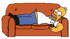 homer lying down on a couch